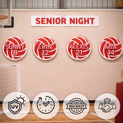 Custom Volleyball Name Sign – 6"x6" or 11"x11", Easy Install, All-Surface Mount, Indoor/Outdoor, Made in USA