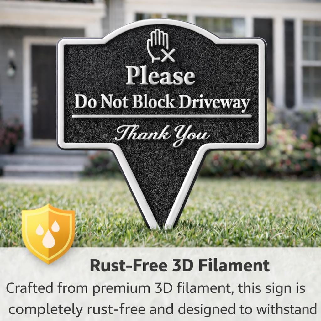 Please Do Not Block Driveway Yard Stake Sign- Easy Ground Install