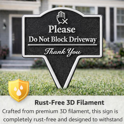 Please Do Not Block Driveway Yard Stake Sign- Easy Ground Install