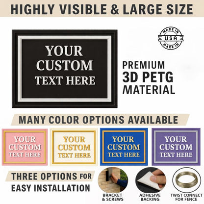 Custom Text Plaque Sign – Raised 3D PETG Plaque