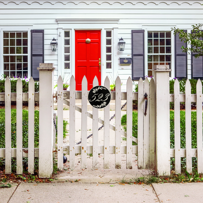 Custom Address Sign – 6"x6" or 8"x8", Round Floral House Numbers, Easy Install, All-Surface Mount, All-Weather, Non-Rusting PETG, For Home