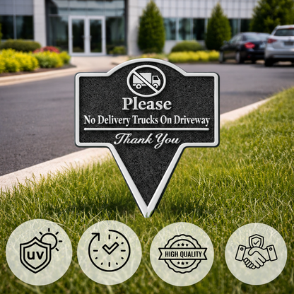 No Delivery Trucks Yard Sign – Custom Text, Weatherproof Stake, Made in USA