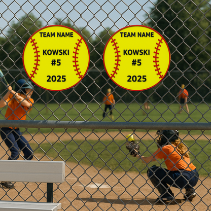 Custom Softball Team Sign – 6"x6" or 11"x11", Easy Install, All-Surface Mount, All-Weather, Non-Rusting PETG, For Dugouts, Fields, or Rooms