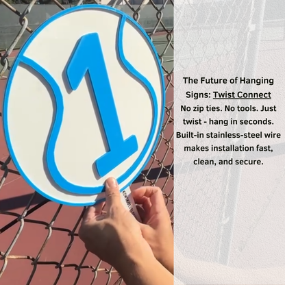 Tennis Court Number Marker – 6"x6" or 11"x11", Easy Install, All-Surface Mount, All-Weather, Non-Rusting PETG, For Facility or Club