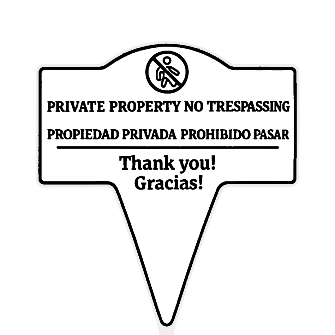 Private Property No Trespassing Sign – Bilingual Yard Stake