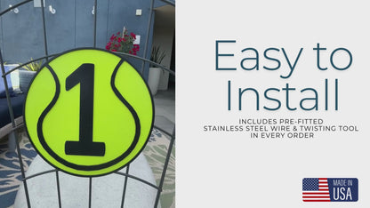 Tennis Court Number Marker – 6"x6" or 11"x11", Easy Install, All-Surface Mount, All-Weather, Non-Rusting PETG, For Facility or Club