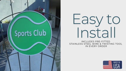 Custom Tennis Court Sign – 6"x6" or 11"x11", Easy Install, All-Surface Mount, All-Weather, Non-Rusting PETG, For Facility, Clubs, or Rooms