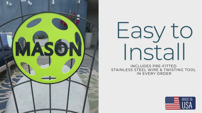 Custom Name Pickleball Sign, Twist Connect, Facility, Supplies, Signs, Gifts, Sports, Fence, Nets, Color Options, Made in USA, 3D PETG, 11''