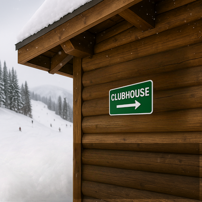 Clubhouse Right Arrow or Left Arrow –11"x5", Easy Install, All-Surface Mount, Non-Rusting PETG, For Clubs, Parks, Complexes, or Facilities