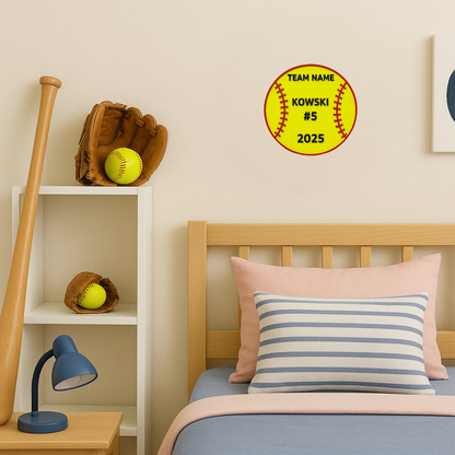 Custom Softball Team Sign – 6"x6" or 11"x11", Easy Install, All-Surface Mount, All-Weather, Non-Rusting PETG, For Dugouts, Fields, or Rooms